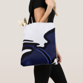 Blue Moon: Abstract blauw, wit & zwart Tote Bag (Dichtbij)