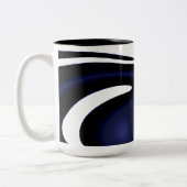 Blue Moon: Abstract blauw, wit & zwart Tweekleurige Koffiemok (Links)