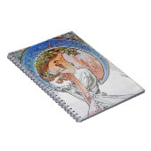  Blue Moon Alphonse Mucha Art Nouveau moon Notitieboek (Rechterzijde)
