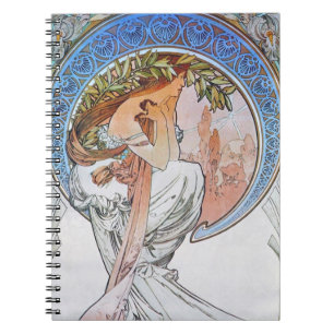 Blue Moon Alphonse Mucha Art Nouveau moon Notitieboek