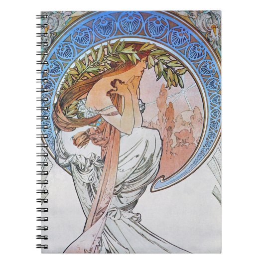  Blue Moon Alphonse Mucha Art Nouveau moon Notitieboek (Voorkant)