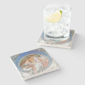  Blue Moon Alphonse Mucha Art Nouveau moon Stenen Onderzetter (Zijkant)