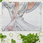  Blue Moon Alphonse Mucha Art Nouveau moon Theedoek (Gevouwen)