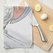  Blue Moon Alphonse Mucha Art Nouveau moon Theedoek (Quarter Fold)