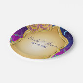 Blue Moon Arabian Nights Glam Gold Paarse bruiloft Papieren Bordje (Gekanteld)