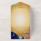 Blue Moon Arabian Nights Glam Gold Paarse Sweet 16 All In One Uitnodiging (Buitenkant)