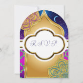 Blue Moon Arabian Nights Glam Goud Paars RSVP Kaart (Achterkant)