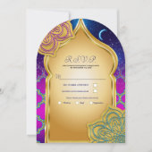 Blue Moon Arabian Nights Glam Goud Paars RSVP Kaart (Voorkant)