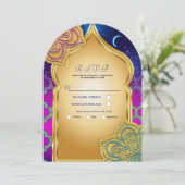 Blue Moon Arabian Nights Glam Goud Paars RSVP Kaart (Staand voorkant)