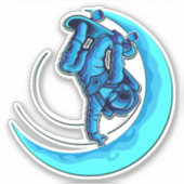 Blue Moon Astronaut Skateboard 4" Kiss Cut Vinyl Sticker (Voorkant)