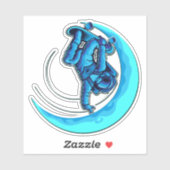 Blue Moon Astronaut Skateboard 4" Kiss Cut Vinyl Sticker (Vel)