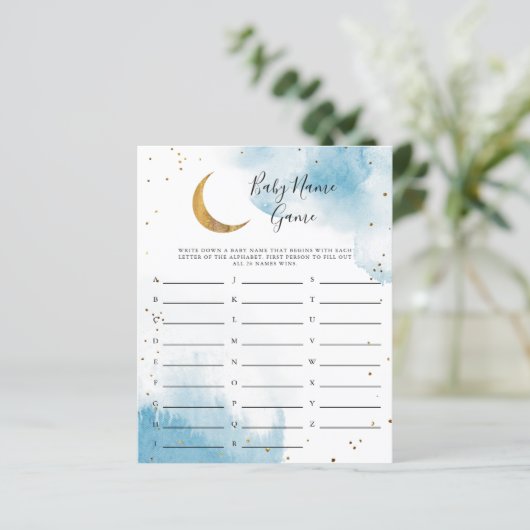 Blue Moon Baby Name Shower Game (Staand voorkant)