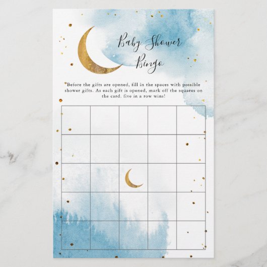 Blue Moon Baby shower Bingo Game (Voorkant)