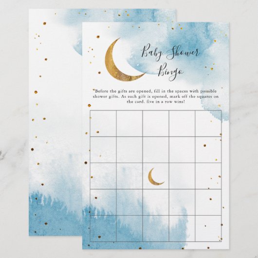 Blue Moon Baby shower Bingo Game (Voorkant / Achterkant)