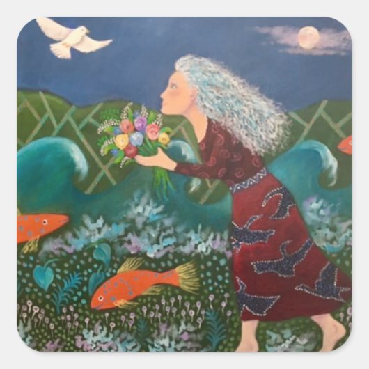 Blue Moon Bouquer Vierkante Sticker (Voorkant)