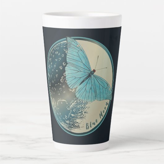 Blue Moon Butterfly Latte Mok (Voorkant)