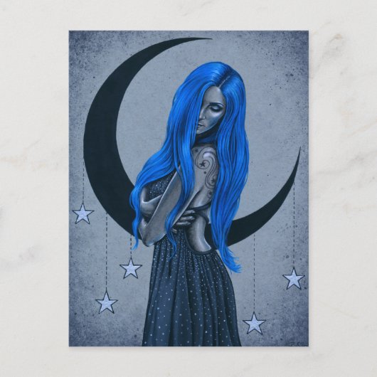 Blue Moon Celestial Fantasy Art Briefkaart (Voorkant)