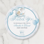 Blue Moon & Crown Little Prince Baby Shower Bedankjes Labels (Voorkant)