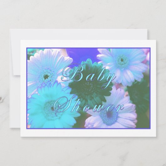 Blue Moon Daisy Baby shower Invitation Kaart (Voorkant)