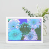 Blue Moon Daisy Baby shower Invitation Kaart (Staand voorkant)