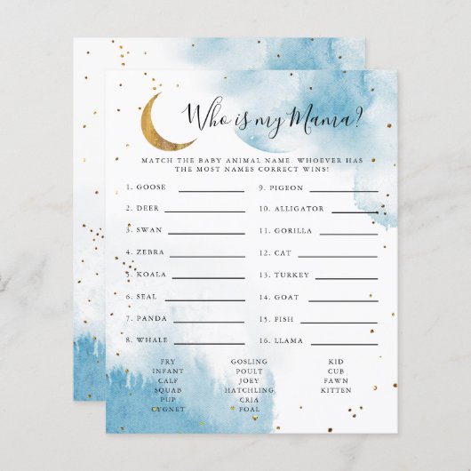 Blue Moon die mijn Baby shower-spel is (Voorkant / Achterkant)