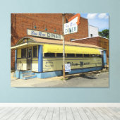 Blue Moon Diner Canvas Afdruk (Insitu (Houten vloer))