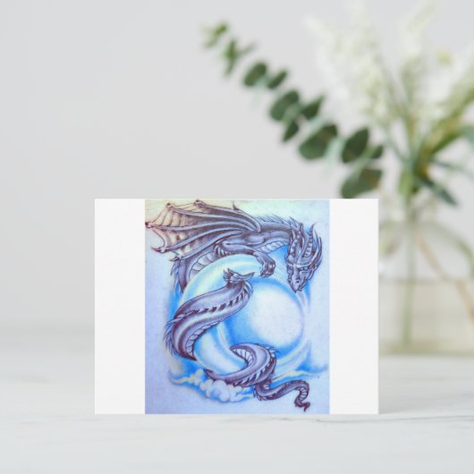 Blue Moon Dragon Briefkaart (Staand voorkant)