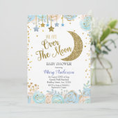 Blue Moon en Star Baby shower Kaart (Staand voorkant)