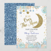 Blue Moon en Star Baby shower Kaart (Voorkant / Achterkant)