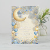 Blue Moon en Stars Baby shower Folie Uitnodiging (Staand Voorkant)