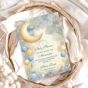 Blue Moon en Stars Baby shower Kaart