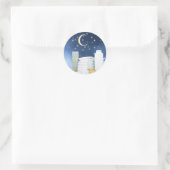 Blue Moon en Stars Baby shower Ronde Sticker (Tas)