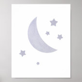 Blue Moon en Stars Nursery Poster (Voorkant)
