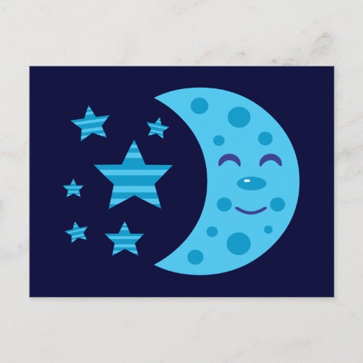 Blue Moon en Striped Stars Briefkaart (Voorkant)