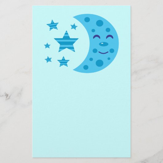 Blue Moon en Striped Stars Briefpapier (Voorkant)