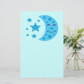 Blue Moon en Striped Stars Briefpapier (Staand voorkant)
