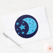 Blue Moon en Striped Stars Ronde Sticker (Envelop)