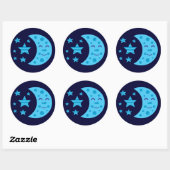 Blue Moon en Striped Stars Ronde Sticker (Vel)