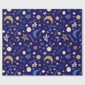 Blue Moon Festival Naadloos Patroon Cadeaupapier (Vlak)