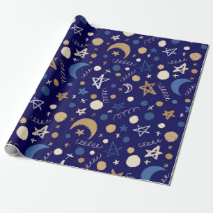 Blue Moon Festival Naadloos Patroon Cadeaupapier
