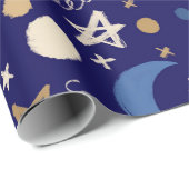 Blue Moon Festival Naadloos Patroon Cadeaupapier (Rol Hoek)