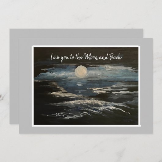 Blue Moon Flat Birthday Note Kaart (Voorkant / Achterkant)