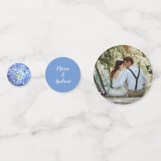 Blue Moon Floral Hydrangea Custom Wedding Confetti (Voorkanten)