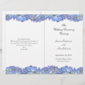 Blue Moon Folded Floral Wedding Program Sjabloon (Voorkant / Achterkant)