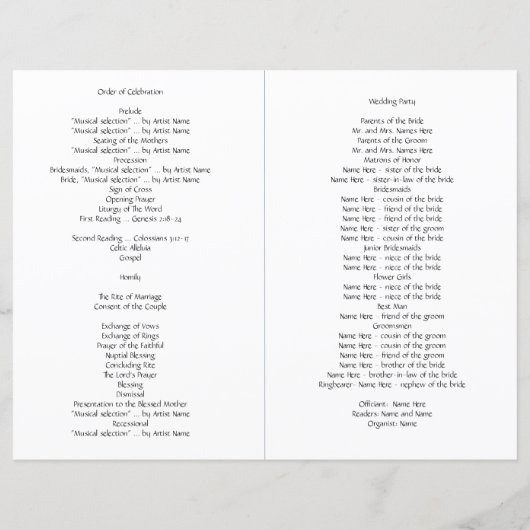 Blue Moon Folded Hydrangea Wedding Programme (Achterkant)