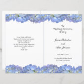 Blue Moon Folded Hydrangea Wedding Programme (Voorkant / Achterkant)