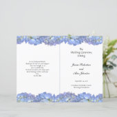 Blue Moon Folded Hydrangea Wedding Programme (Staand voorkant)