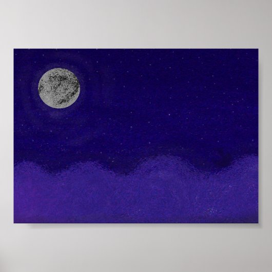 Blue Moon Fun Art Decor Poster (Voorkant)