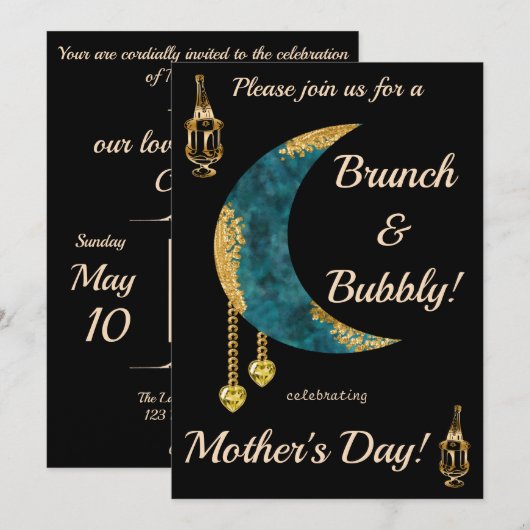 Blue Moon Gilded Gold, Yellow Hearts Moederdag Kaart (Voorkant / Achterkant)