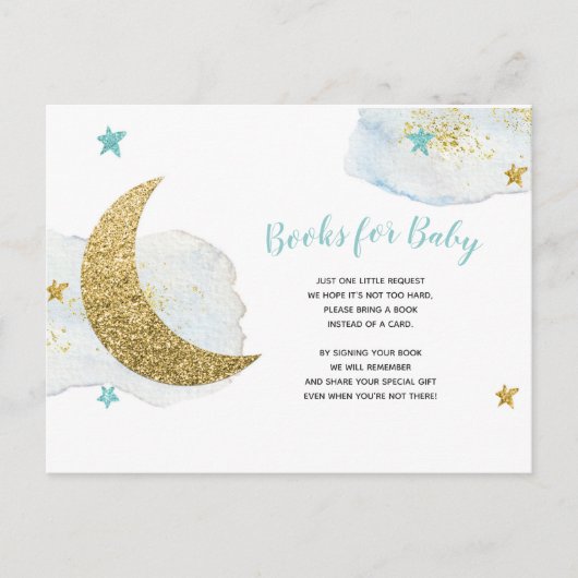 Blue Moon Glitter boeken voor Baby Kaart (Voorkant)
